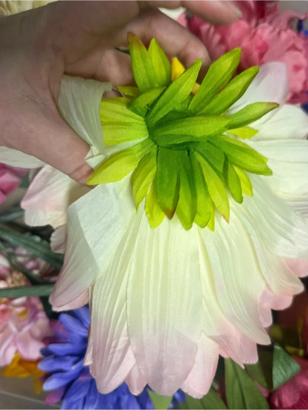 Assorted Silk Flowers bundle Bouquet - Pink, Yellow, Blue, Cream Flowers